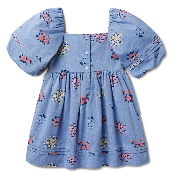 JANIE AND JACK Floral Smocked Bubble Sleeve Dress Girls Size 5 Summer Cotton - Picture 2 of 10